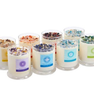 Chakra Candles with Crystals - Seven Chakra Candle - 7 Chakra Crystal Candles - Chakra Gift - Chakra Balancing Candles - Soy Wax - Handmade!