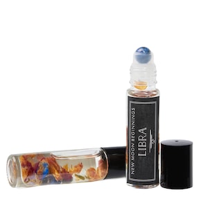 Libra Zodiac Oil Roller - Lapis Lazuli Crystal Roller Ball - Libra Zodiac Perfume - Crystals & Herbs - Ritual Oil Roller - Astrology Gifts
