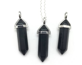 Black Tourmaline Necklace - Black Tourmaline Point Pendant - Polished Black Tourmaline Pendant - Genuine Black Tourmaline Crystal Pendant