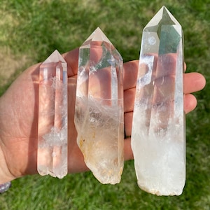 Clear Quartz Crystal Point with Root Base - Grade A - Raw Quartz Point Crystal - Crystal Quartz Tower - Genuine Brazilian Clear Quartz Point