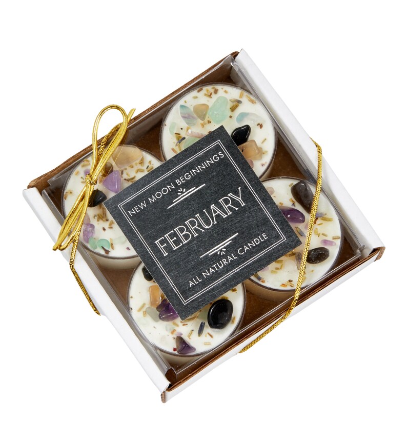 February Candle - Handmade Birthstone & Birth Month Candle - February Anniversary or Wedding Gift - February Birthday Gift - 100% Soy Candle Set of 4 Tealights