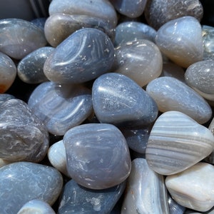 Chalcedony Tumbled Stone - Grade AB - Multiple Sizes Available - Tumbled Chalcedony Crystal - Polished Chalcedony Crystal - Third Eye Chakra