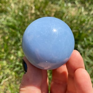 Angelite Sphere - Blue Anhydrite Stone Sphere - Angelite Crystal - Throat Chakra Crystal - Large Sphere - Polished Angelite Stone - 15% Off