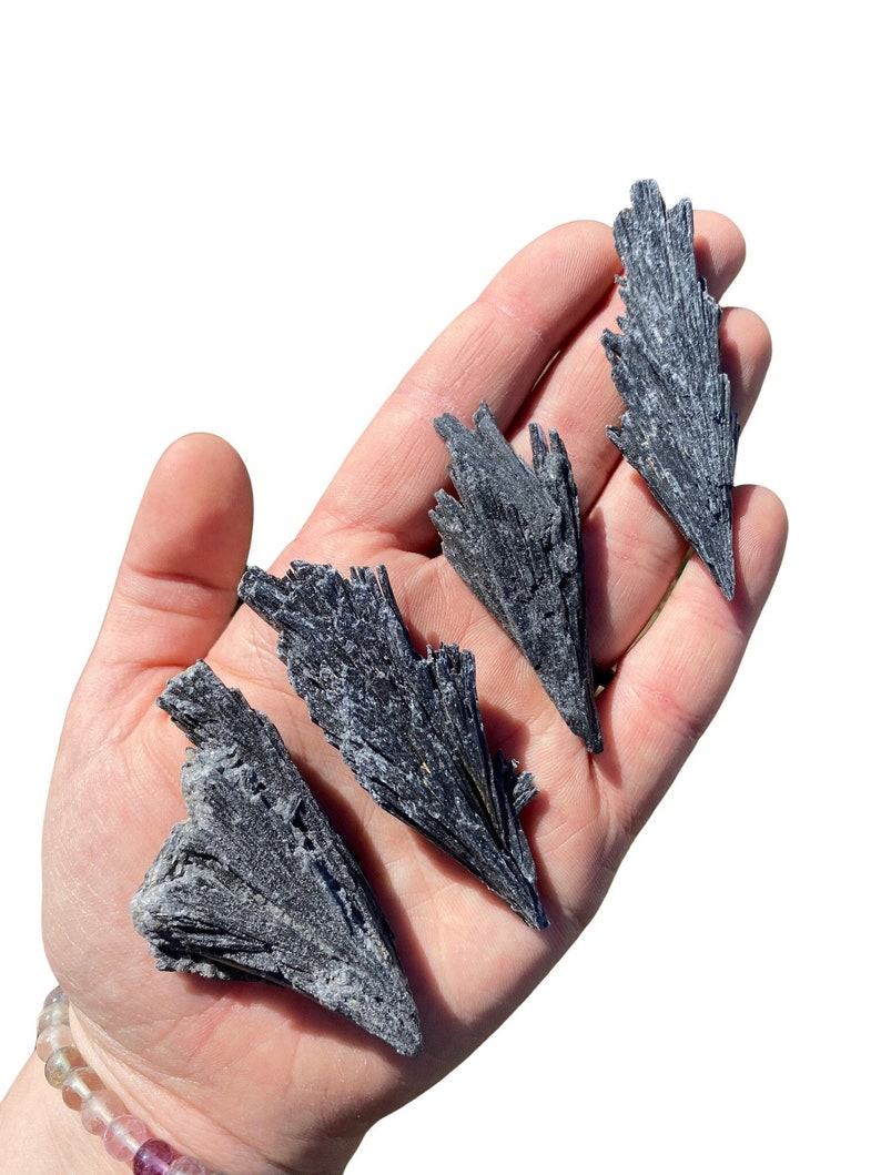 Black Kyanite Raw Black Kyanite Raw Kyanite Blades Black Kyanite Fans Rough Black Kyanite Broom Natural Black Kyanite Blades image 2