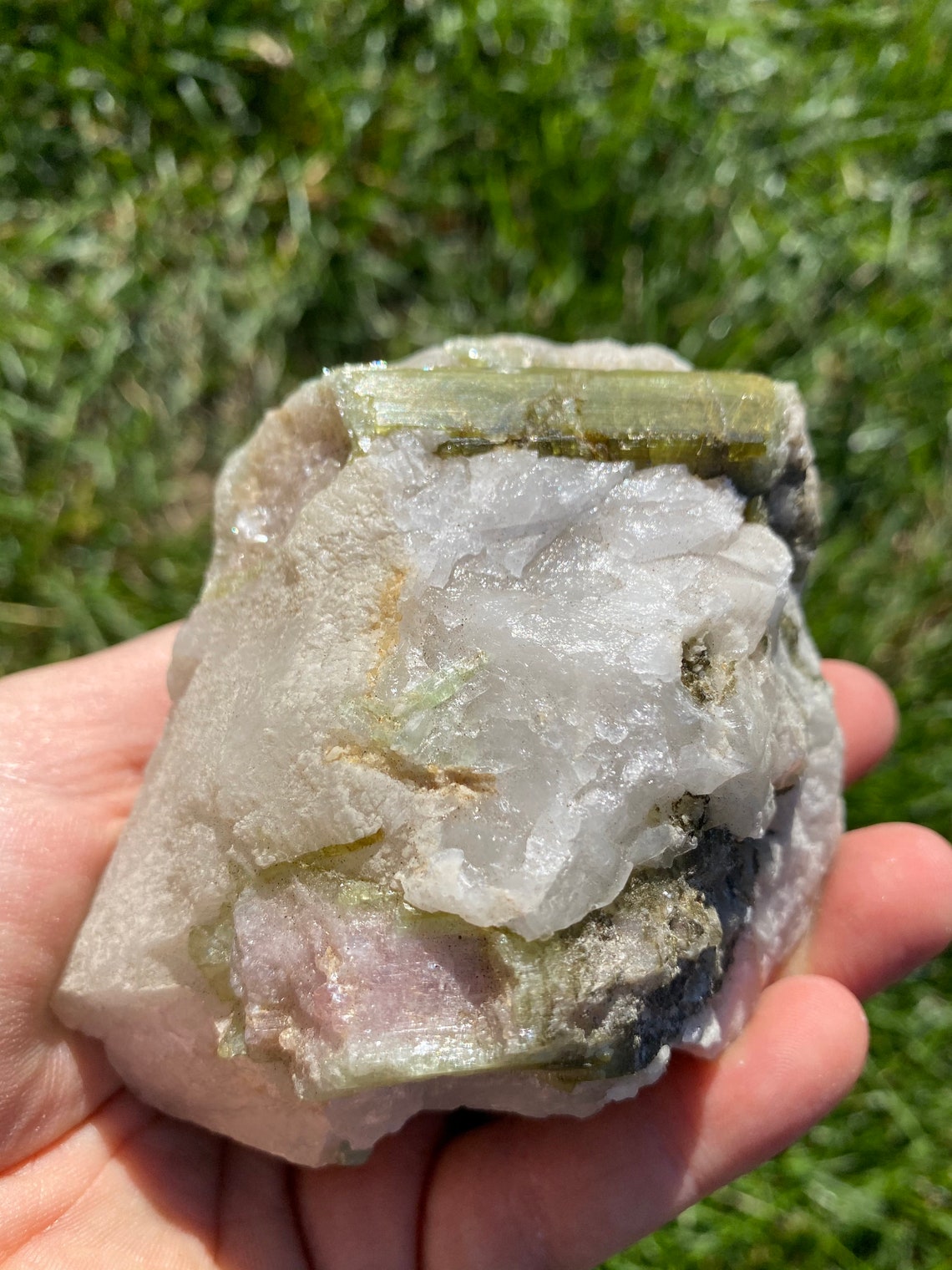 Raw Green Tourmaline Crystal in Raw Quartz Crystal Raw Green - Etsy Ireland