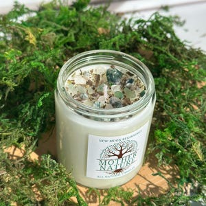 Mother Nature Candle - Handmade Gaia Crystal Candle - Scented Soy Wax Candle for Grounding & Manifestation - Hand Poured Petrichor Candle image 8