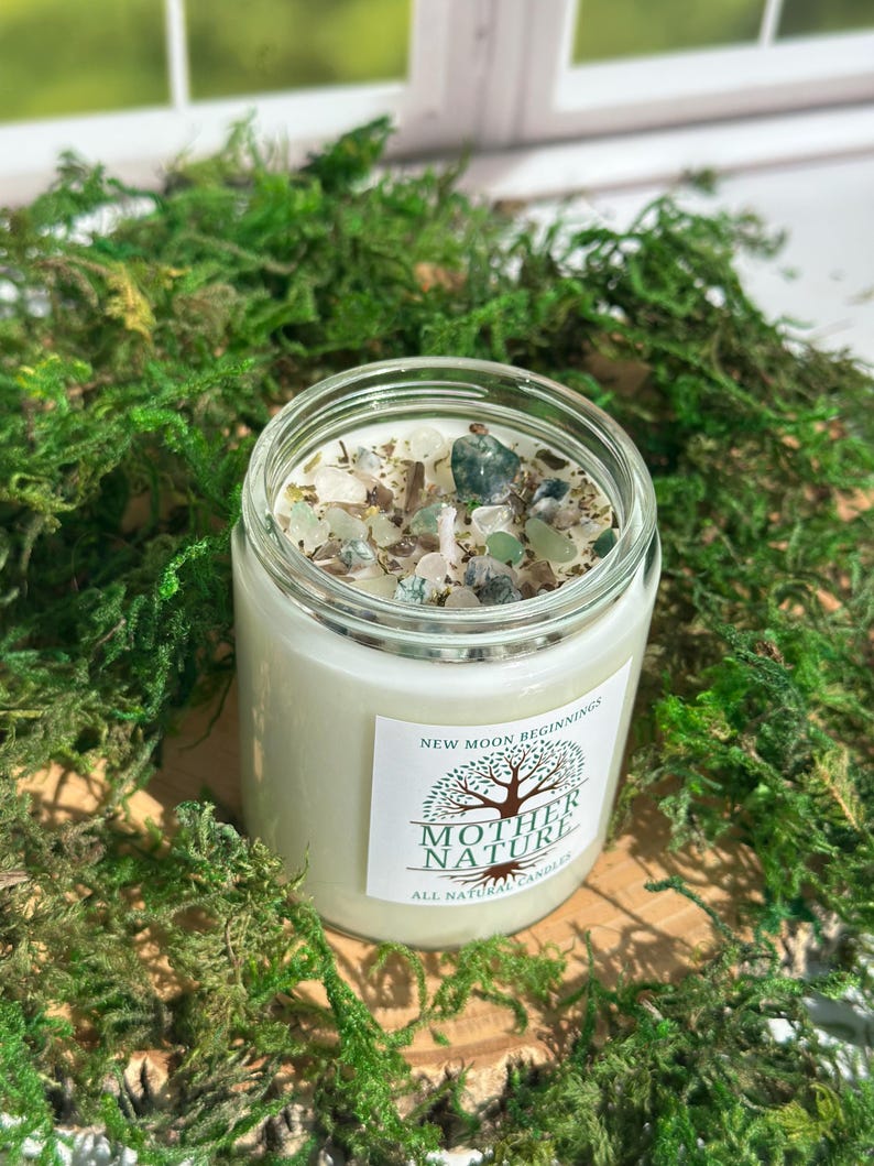 Mother Nature Candle - Handmade Gaia Crystal Candle - Scented Soy Wax Candle for Grounding & Manifestation - Hand Poured Petrichor Candle image 8