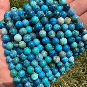 Chrysocolla Bead Strands from Peru - 6mm or 8mm Beads - Chrysocolla Crystal Beads - Blue Gemstone Beads - Beads for Jewelry - Round Beads