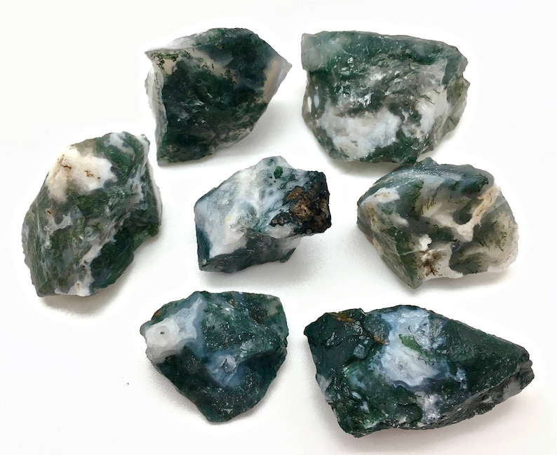Raw Moss Agate Stone Raw Stones Raw Moss Agate Crystal Healing Crystals and Stones Moss Agate Stone Rough Moss Agate Crystal image 2