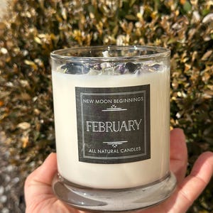 February Candle - Handmade Birthstone & Birth Month Candle - February Anniversary or Wedding Gift - February Birthday Gift - 100% Soy Candle image 7