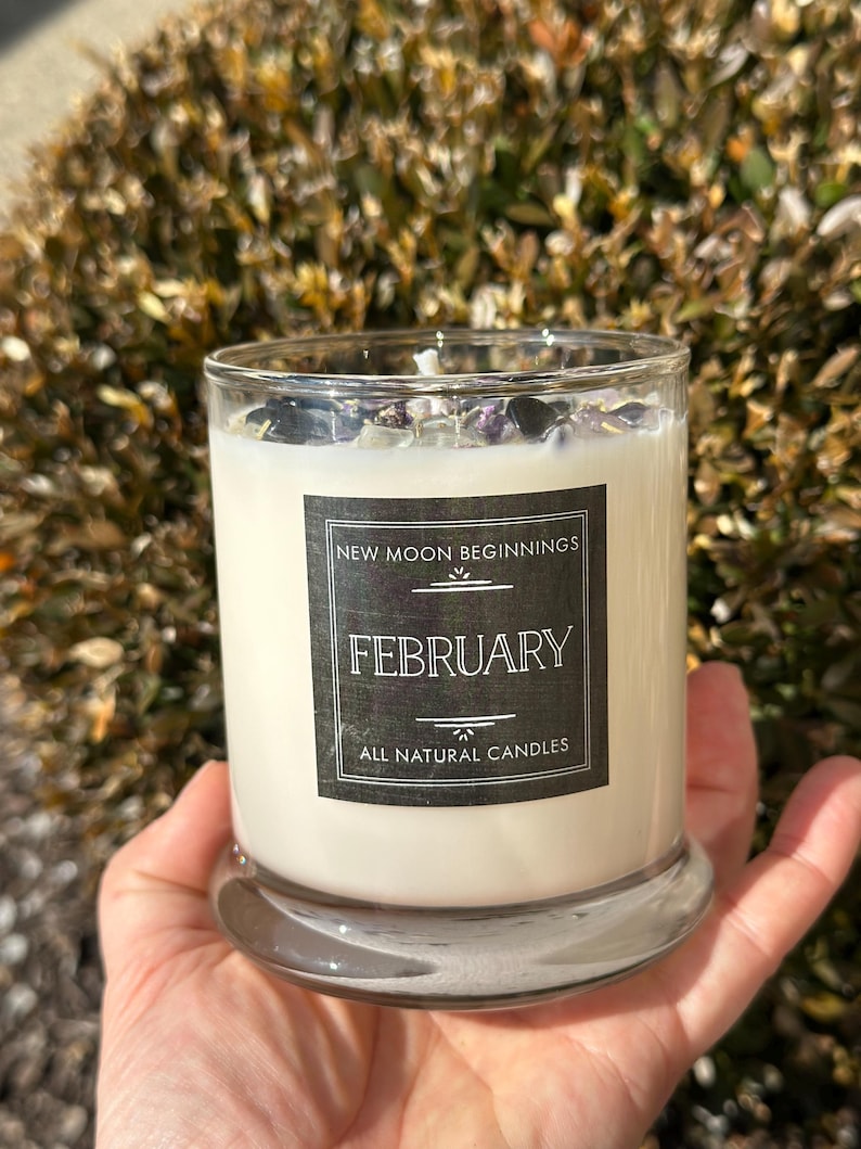 February Candle - Handmade Birthstone & Birth Month Candle - February Anniversary or Wedding Gift - February Birthday Gift - 100% Soy Candle image 7