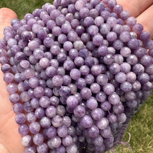 Faceted Lepidolite Bead Strands - Lepidolite Crystal Beads - 6mm or 8mm Beads - Purple Beads for Jewelry Making - Faceted Gemstone Beads
