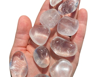 Clear Quartz Tumbled Crystal - Grade A - Multiple Sizes Available - Tumbled Polished Clear Quartz Gemstone - Crystal for Amplification