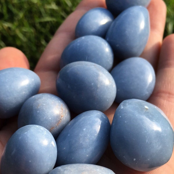 Angelite Tumbled Stone - From Peru - Anhydrite Tumbled Stone - Light Blue Polished Crystal - Tumbled Angelite Crystal - Tumbled Anhydrite