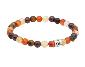 Lejon armband resår - Lejon stjärntecken armband - Lejon kristall armband - Lejon tecken armband - Lejon present till henne - Lejon ädelstensarmband - Handgjort!