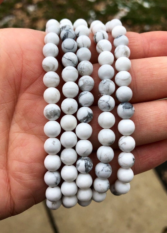 Buy White Howlite Bracelet 6mm Elastic Bracelet White Howlite Jewelry  Stretch Bracelet Genuine Howlite Gemstone White Crystal Beads Online in  India - Etsy