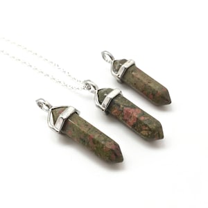 Unakite Necklace - Unakite Point Pendant - Crystal Necklace - Crystal Point Pendant - Unakite Jewelry - Polished Unakite Point