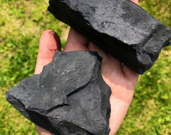 Raw Shungite Stone (.5" - 12") - Rough Shungite from Karelia, Russia - Healing Crystals & Stones - EMF Protection Stone - Root Chakra Stone