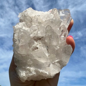 Raw Clear Quartz Cluster (0" - 6") A Grade Clear Quartz Crystal Cluster - Natural Crystal Quartz Geode - Rough Clear Crystal Quartz Cluster
