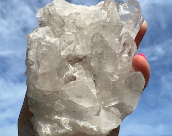 Raw Clear Quartz Cluster (0" - 6") A Grade Clear Quartz Crystal Cluster - Natural Crystal Quartz Geode - Rough Clear Crystal Quartz Cluster