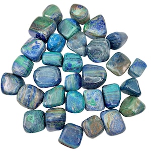 Azurite Tumbled Crystal - Tumbled Azurite Stone - Multiple Sizes Available - Polished Azurite Crystal - Blue Green Natural Tumbled Crystals