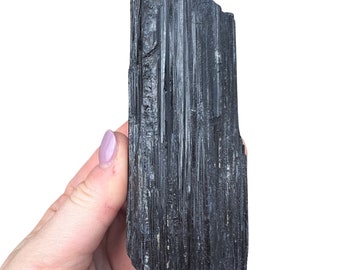 Ruw zwart toermalijn kristal (0,5" - 9") - zwarte toermalijn ruw - zwarte toermalijn chunk - ruwe zwarte toermalijn - zwarte toermalijn log