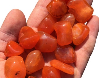 Carnelian Tumbled Crystal - Multiple Sizes Available - Polished Carnelian Gemstone - Tumbled Carnelian Stone  - Red Orange Healing Crystal