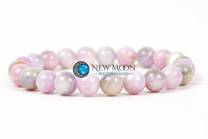 Pink Kunzite Bracelet 7-8mm - Elastic Bracelet - Crystals Bracelet - Kunzite Jewelry - Dainty Pink Gemstone - Genuine Pink Kunzite image 1