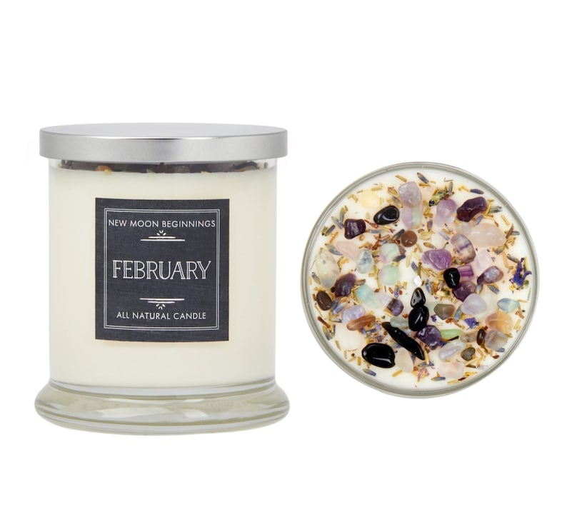February Candle - Handmade Birthstone & Birth Month Candle - February Anniversary or Wedding Gift - February Birthday Gift - 100% Soy Candle image 9