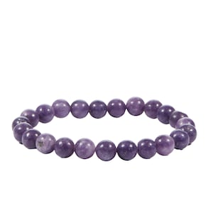 Lepidolith Armband 8 mm Elastisches Armband - Kristall Armband - Lepidolith Schmuck - Stretch Armband - Lila Lepidolith Edelstein