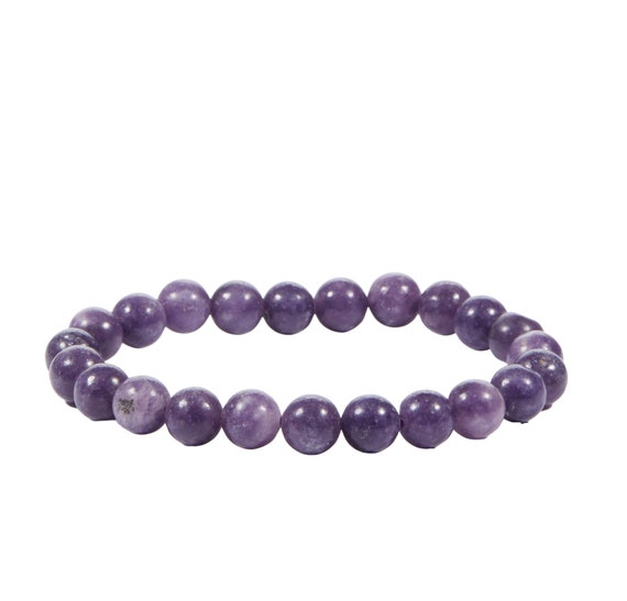 Lepidolite Bracelet 8mm Elastic Bracelet - Crystal Bracelet - Lepidolite Jewelry - Stretch Bracelet - Lilac Lepidolite Gemstone