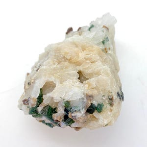 Raw Green Tourmaline in Quartz - Green Tourmaline Crystal - Raw Clear Quartz Crystal - Tourmaline Matrix - Rough Mineral Specimen - 36