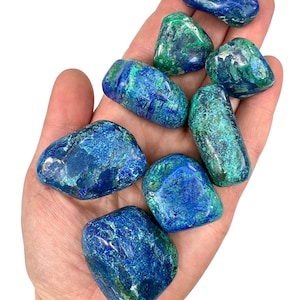 Azurite Tumbled Crystal - Grade AA - Multiple Sizes Available - Tumbled Azurite Stone - Polished Azurite Gemstone - Malachite and Azurite