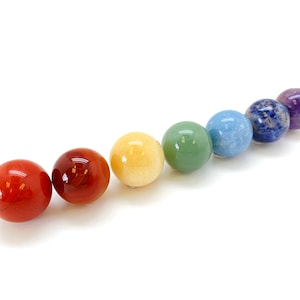 Crystal Sphere 7 Chakra Set - Seven Chakra Set - Polished 7 Chakra Crystal Spheres - Tumbled Mini Crystal Sphere - Seven Chakra Gemstone