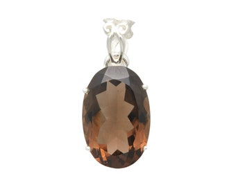 Raw Smoky Quartz Pendant Sterling Silver - raw smoky quartz crystal pendant - raw Smoky Quartz Stone pendant - smoky quartz crystal 1410