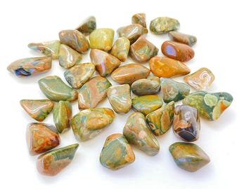 Piedra riolita pulida - Varios tamaños - Cristal de jaspe de la selva pulida - Piedra preciosa de riolita pulida - Jaspe de la selva - Riolita