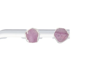 Rohe Rosa Saphir Ohrringe - Sterling Silber Ohrringe - Natürliche Saphir Ohrringe - Rosa Saphir Schmuck - Rosa Saphir Kristall Ohrstecker