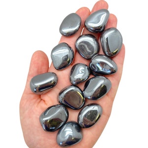 Hematite Tumbled Stone - Multiple Sizes Available - Tumbled Hematite Crystal - Polished Silver Hematite Gemstone - Grounding Healing Crystal