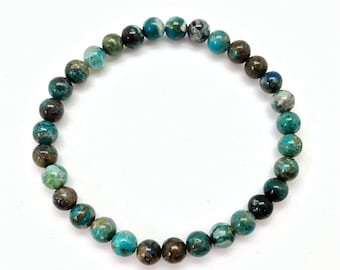 Azurite Bracelet - Azurite Chrysocolla Bracelet - Azurite Malachite - Azurite Jewelry - Natural Blue Azurite Gemstone - Stretch Bracelet