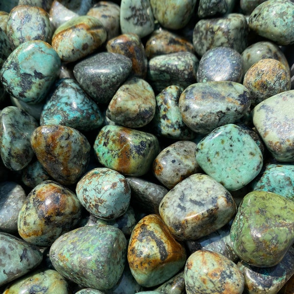 African Turquoise Tumbled Stone - Multiple Sizes Available - Polished African Turquoise Jasper - African Turquoise - Blue Green Crystal