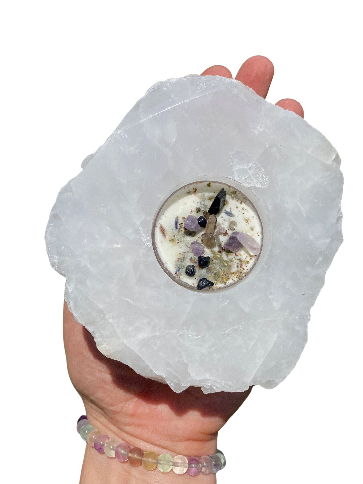 Polished Quartz Crystal Tealight Holder white quartz candle Etsy