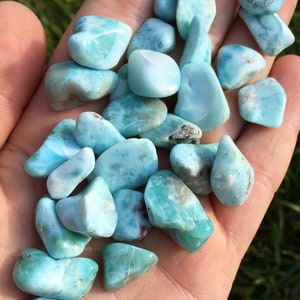 Larimar Tumbled Stone Grade AA Multiple Sizes Available Dominican Republic Tumbled Larimar Crystal Polished Blue Larimar Gemstone image 3