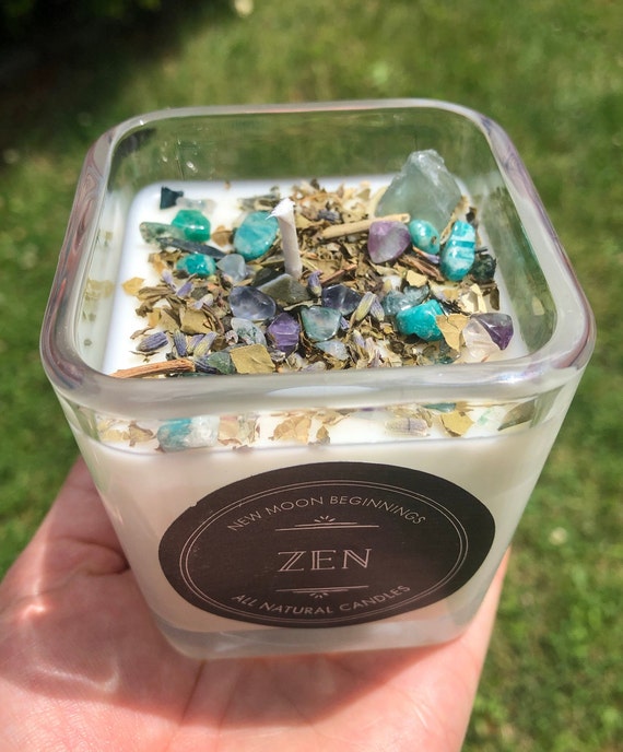 Zen Candles Relaxation Candles Crystal & Herb Candles Etsy