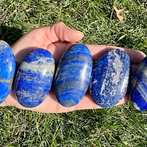 Lapis Lazuli Stone Lapis Lazuli Palm Stone Grade A Polished Lapis Lazuli Palm Stone Crystal Tumbled Blue Lapis Lazuli Worry Stone image 2