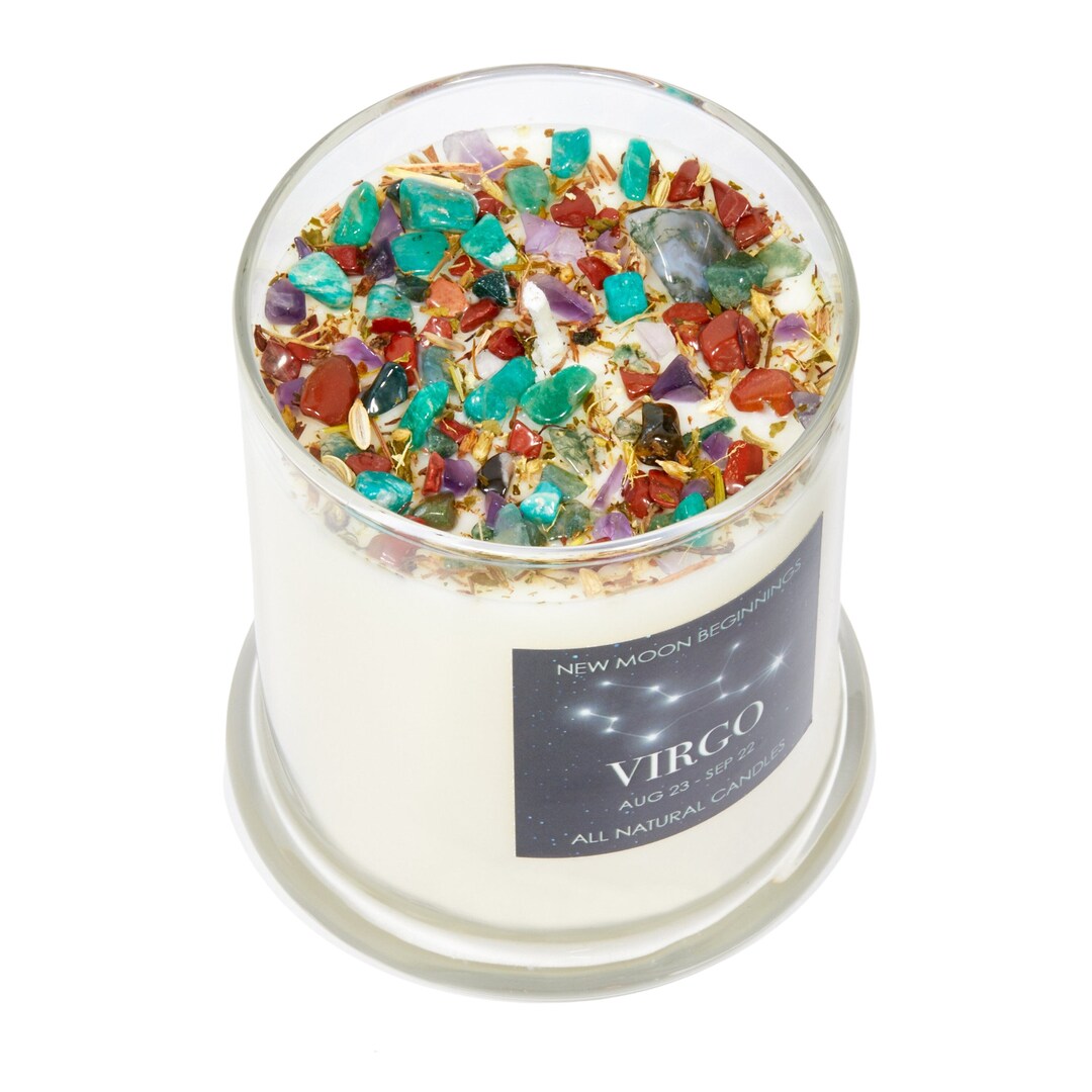 Virgo Candles Zodiac Crystal Candle Virgo Crystal Candle Soy Aromatherapy Candle Virgo Birthday