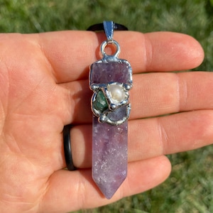 Manifestation Pendant - Amethyst Blade Pendant - Ask, Believe, Receive - The Law of Attraction - Manifestation Crystals - Attraction Amulet