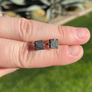 Raw Shungite Earrings - Rough Shungite Earrings - Shungite Jewelry - Sterling Silver - Shungite Stone Earrings - Shungite Stud Earrings