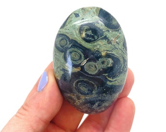 Kambaba Jasper Palm Stone (1.75" - 2.75") - Polished Kambaba Jasper Worry Stone - Tumbled Crocodile Jasper Crystal - Green Stromatolite