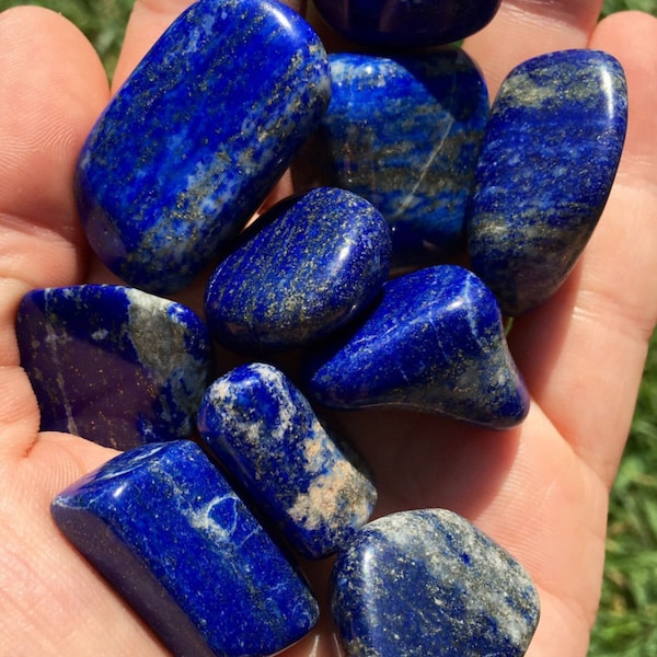 Lapis Lazuli Tumbled Stone - Grade A - Tumbled Lapis Lazuli Crystal - Polished Blue Lapis Lazuli Gemstone - Blue Lapis Lazuli Tumbles