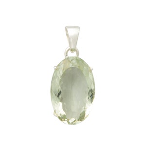 Prasiolite pendant sterling silver - green amethyst crystal pendant - prasiolite jewelry - green amethyst stone - amethyst pendant - 1571